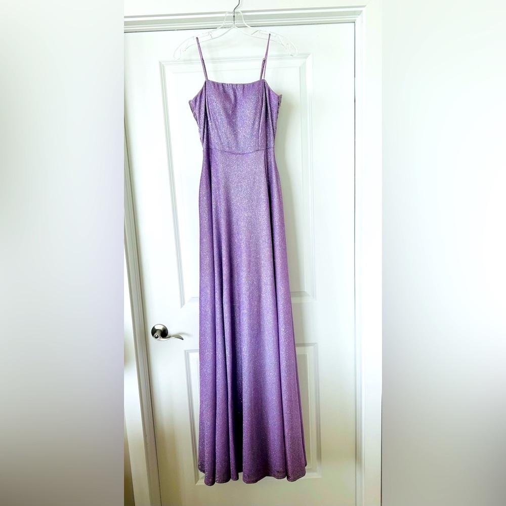 Sphagetti Strap Lavendar Sparkle Prom Dress